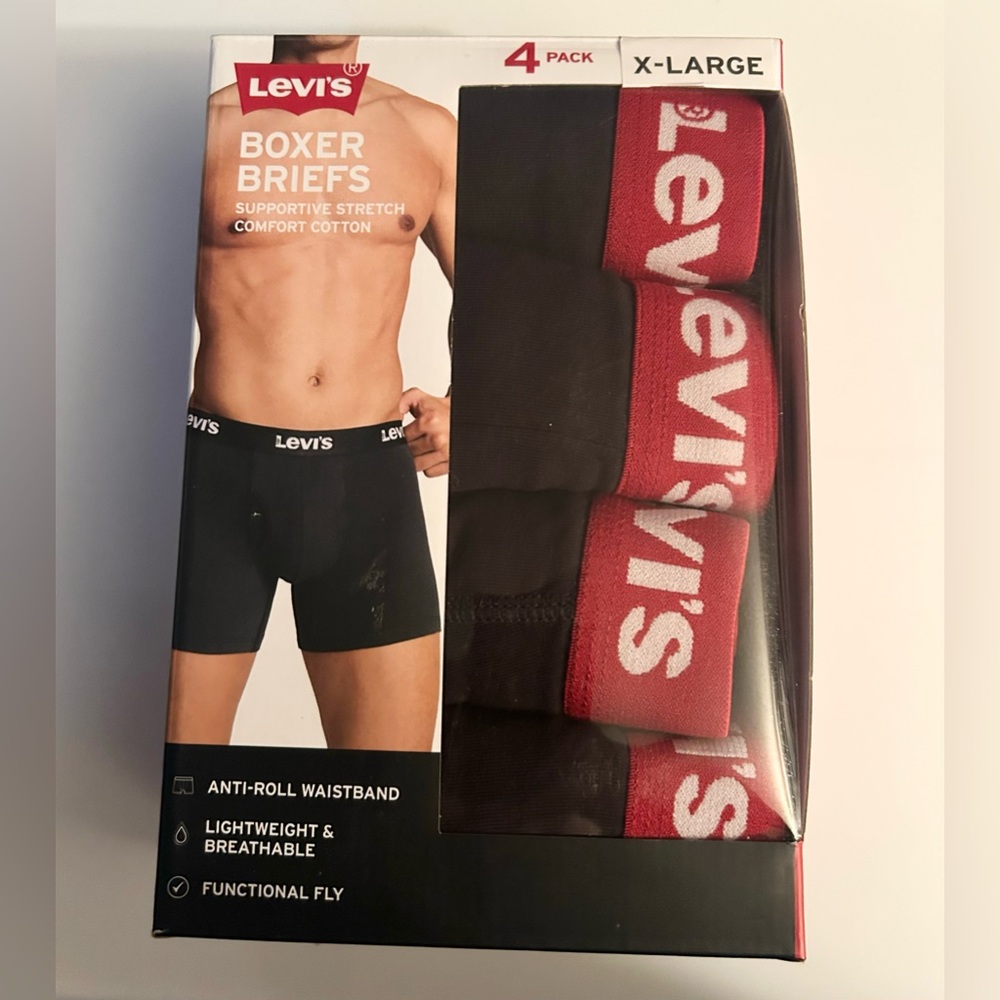 Levi's Black Boxer Briefs with Red Waistband